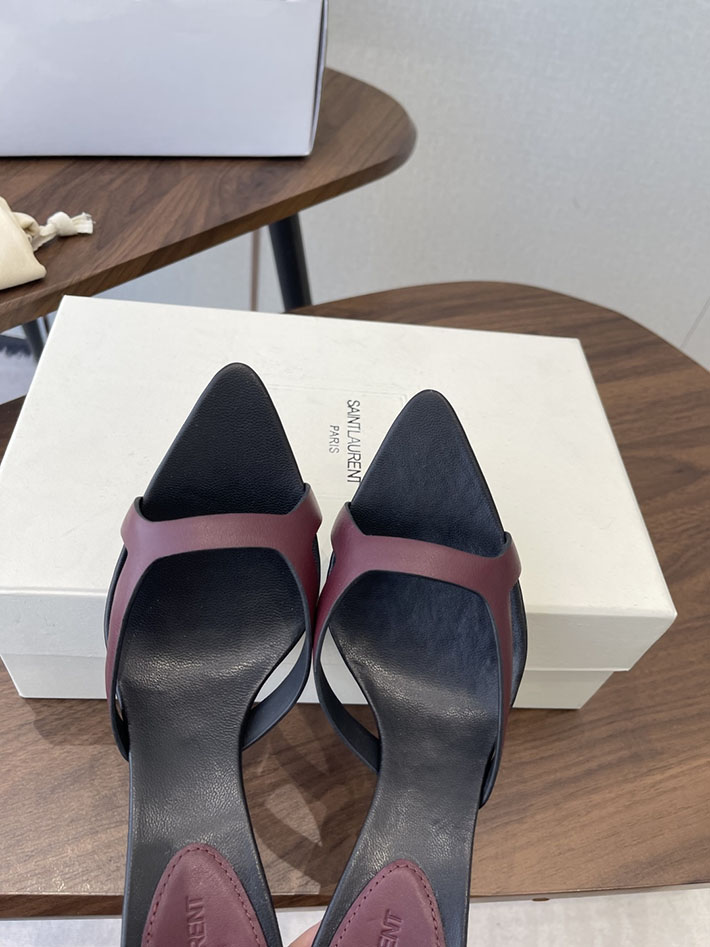 最高級サンローランスーパーコピー Saint Laurent バビロン ミュール スムースレザー シューズ 靴 ワインレッド 2630655 ヒール サンダル 歩きやすい ブランド - 画像 (7)