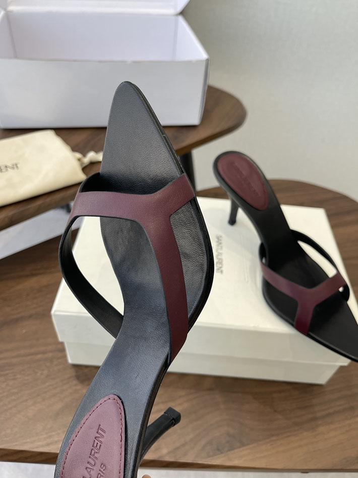 最高級サンローランスーパーコピー Saint Laurent バビロン ミュール スムースレザー シューズ 靴 ワインレッド 2630655 ヒール サンダル 歩きやすい ブランド - 画像 (6)