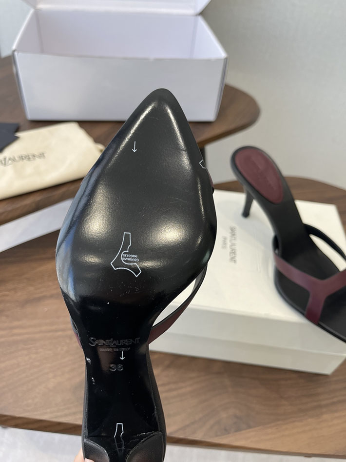最高級サンローランスーパーコピー Saint Laurent バビロン ミュール スムースレザー シューズ 靴 ワインレッド 2630655 ヒール サンダル 歩きやすい ブランド - 画像 (4)