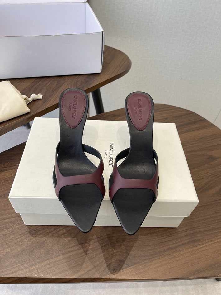 最高級サンローランスーパーコピー Saint Laurent バビロン ミュール スムースレザー シューズ 靴 ワインレッド 2630655 ヒール サンダル 歩きやすい ブランド - 画像 (3)