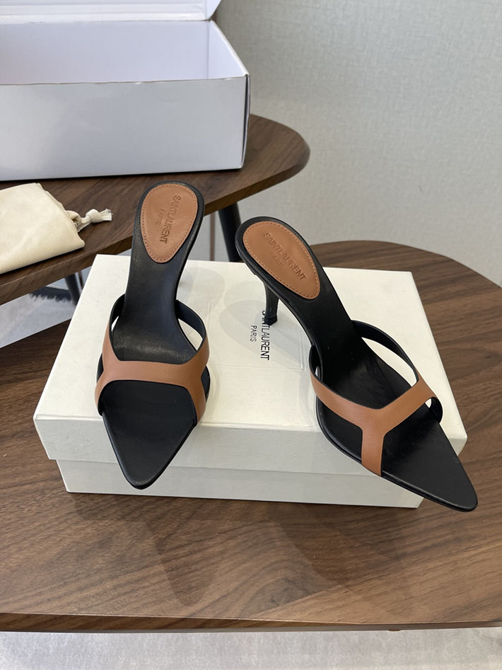 最高級サンローランスーパーコピー Saint Laurent バビロン ミュール スムースレザー シューズ 靴 ブラウン 2630656 ヒール サンダル レディース 歩き やすい - 画像 (9)