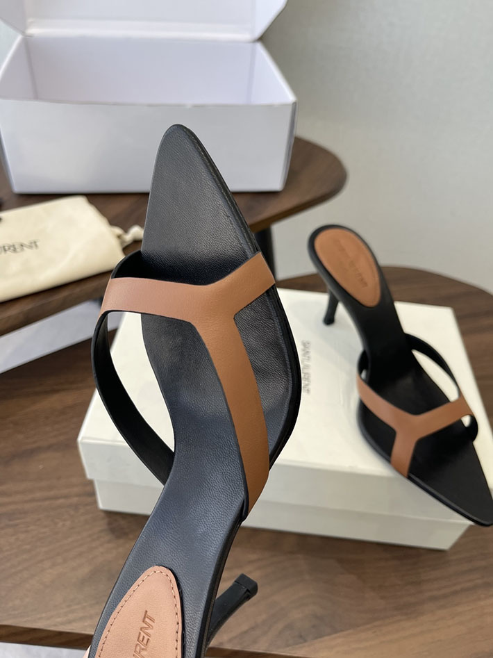 最高級サンローランスーパーコピー Saint Laurent バビロン ミュール スムースレザー シューズ 靴 ブラウン 2630656 ヒール サンダル レディース 歩き やすい - 画像 (7)