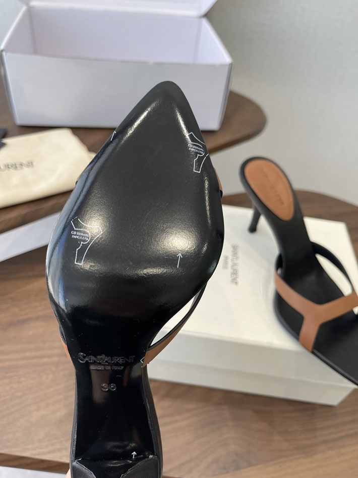 最高級サンローランスーパーコピー Saint Laurent バビロン ミュール スムースレザー シューズ 靴 ブラウン 2630656 ヒール サンダル レディース 歩き やすい - 画像 (4)