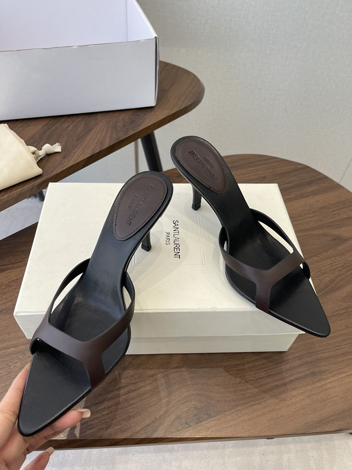 最高級サンローランスーパーコピー Saint Laurent バビロン ミュール スムースレザー シューズ 靴 茶色 2630657 ヒール サンダル おしゃれ - 画像 (8)