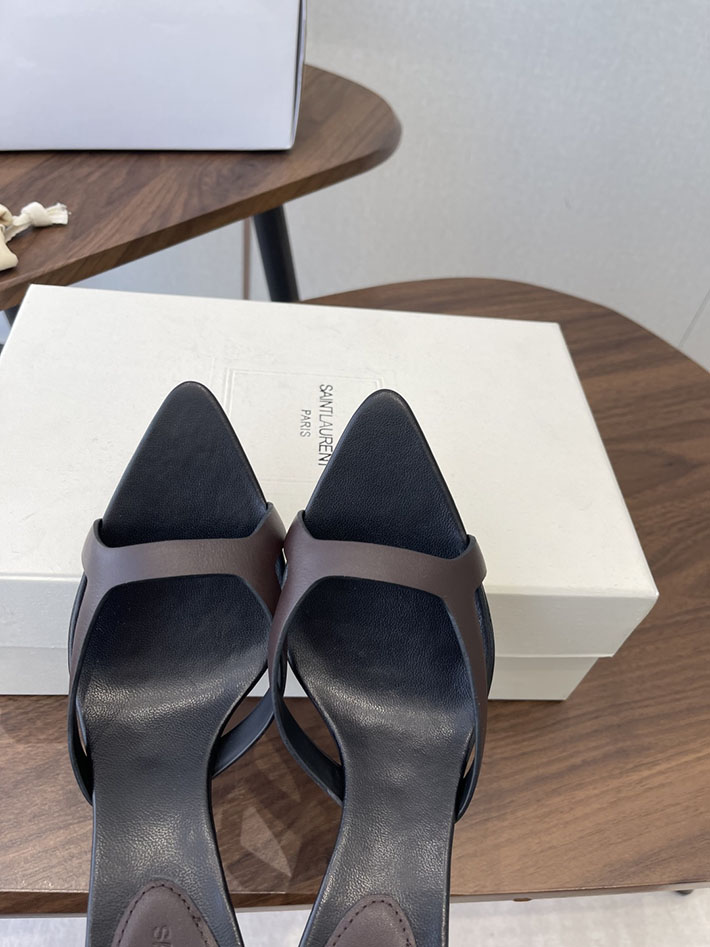 最高級サンローランスーパーコピー Saint Laurent バビロン ミュール スムースレザー シューズ 靴 茶色 2630657 ヒール サンダル おしゃれ - 画像 (7)
