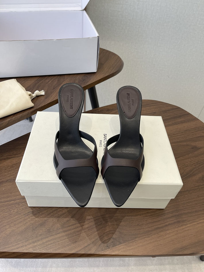 最高級サンローランスーパーコピー Saint Laurent バビロン ミュール スムースレザー シューズ 靴 茶色 2630657 ヒール サンダル おしゃれ - 画像 (3)