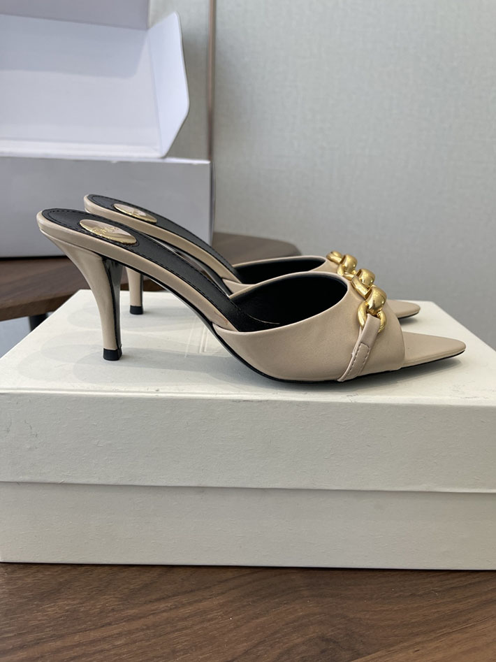 最高級サンローランスーパーコピー YSL 2026 新作 シューズ 靴 レザー 75mm ヒールミュール ベージュ 2630660 ミュール サンダル ヒール - 画像 (2)