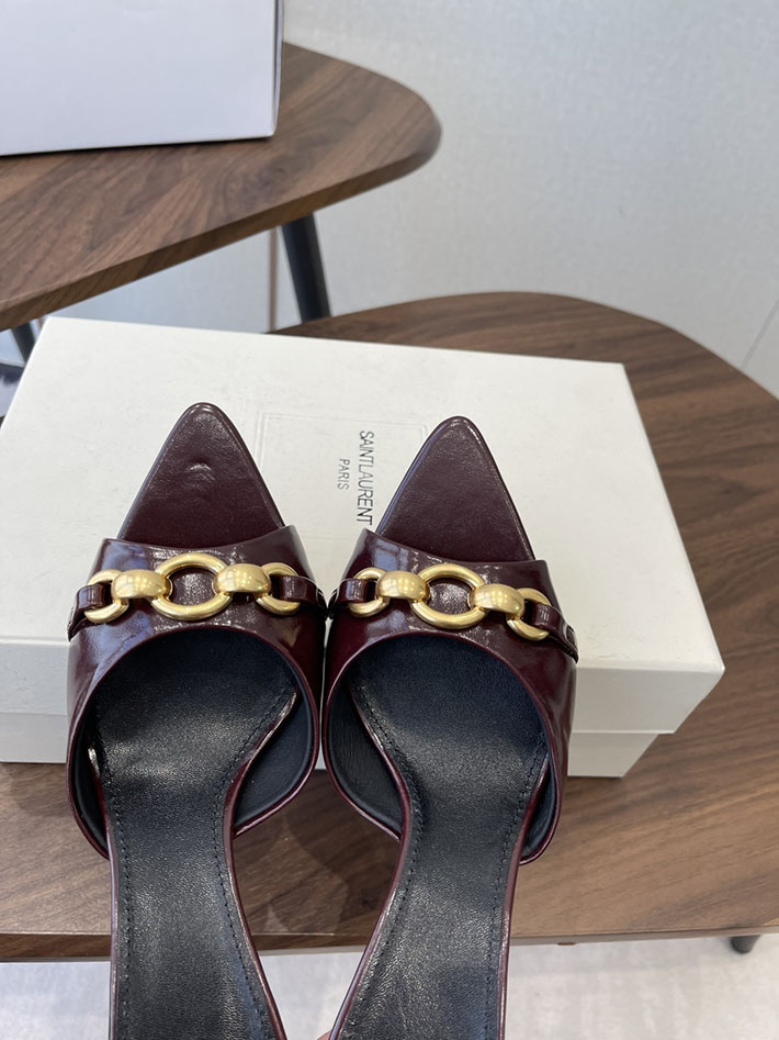 最高級サンローランスーパーコピー YSL 2026 新作 シューズ 靴 レザー 75mm ヒールミュール ワインレッド 2630661 ミュール サンダル 歩きやすい - 画像 (7)