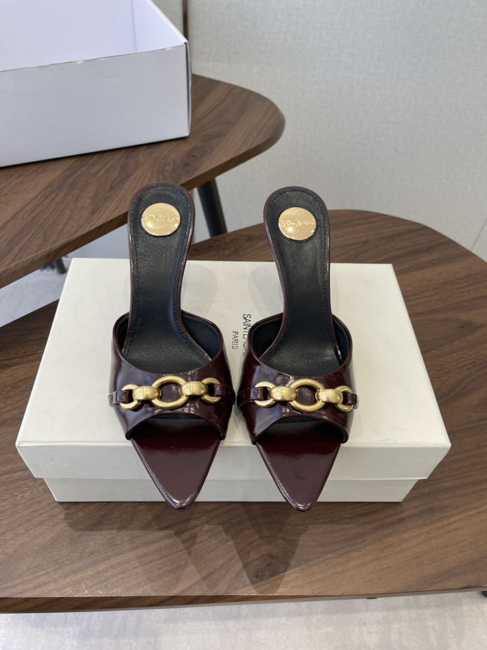 最高級サンローランスーパーコピー YSL 2026 新作 シューズ 靴 レザー 75mm ヒールミュール ワインレッド 2630661 ミュール サンダル 歩きやすい - 画像 (3)