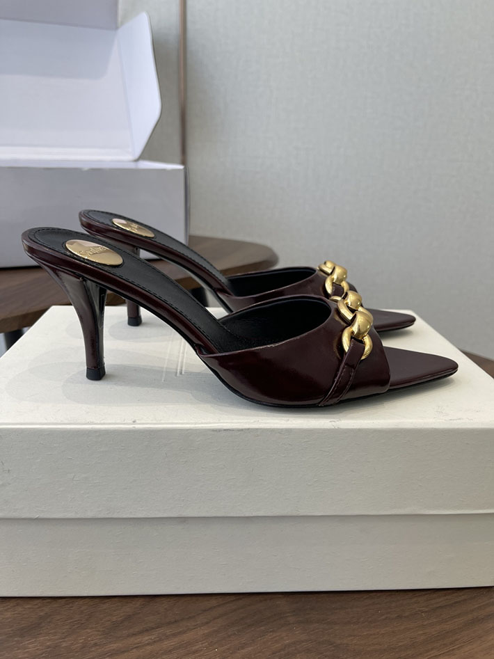 最高級サンローランスーパーコピー YSL 2026 新作 シューズ 靴 レザー 75mm ヒールミュール ワインレッド 2630661 ミュール サンダル 歩きやすい - 画像 (2)