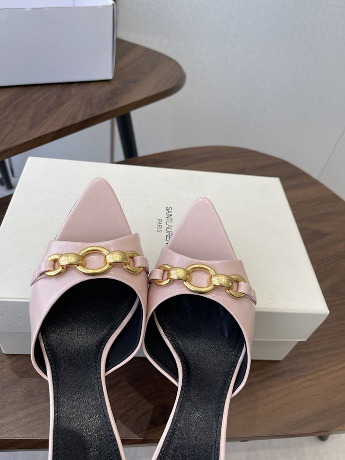 最高級サンローランスーパーコピー YSL 2026 新作 シューズ 靴 レザー 75mm ヒールミュール ピンク 2630663 ミュール サンダル ブランド - 画像 (7)