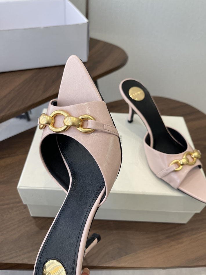 最高級サンローランスーパーコピー YSL 2026 新作 シューズ 靴 レザー 75mm ヒールミュール ピンク 2630663 ミュール サンダル ブランド - 画像 (6)