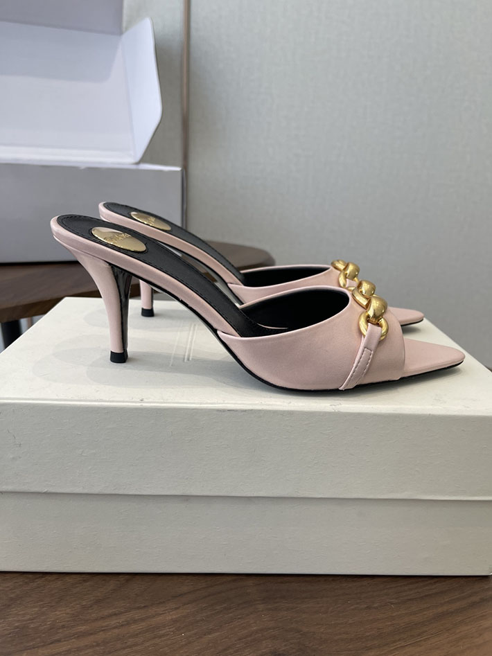 最高級サンローランスーパーコピー YSL 2026 新作 シューズ 靴 レザー 75mm ヒールミュール ピンク 2630663 ミュール サンダル ブランド - 画像 (2)