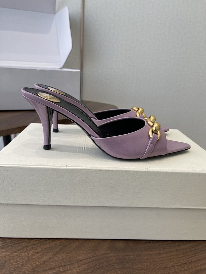 最高級サンローランスーパーコピー YSL 2026 新作 シューズ 靴 レザー 75mm ヒールミュール ピンク 2630664 ミュール サンダル ストラップ - 画像 (2)