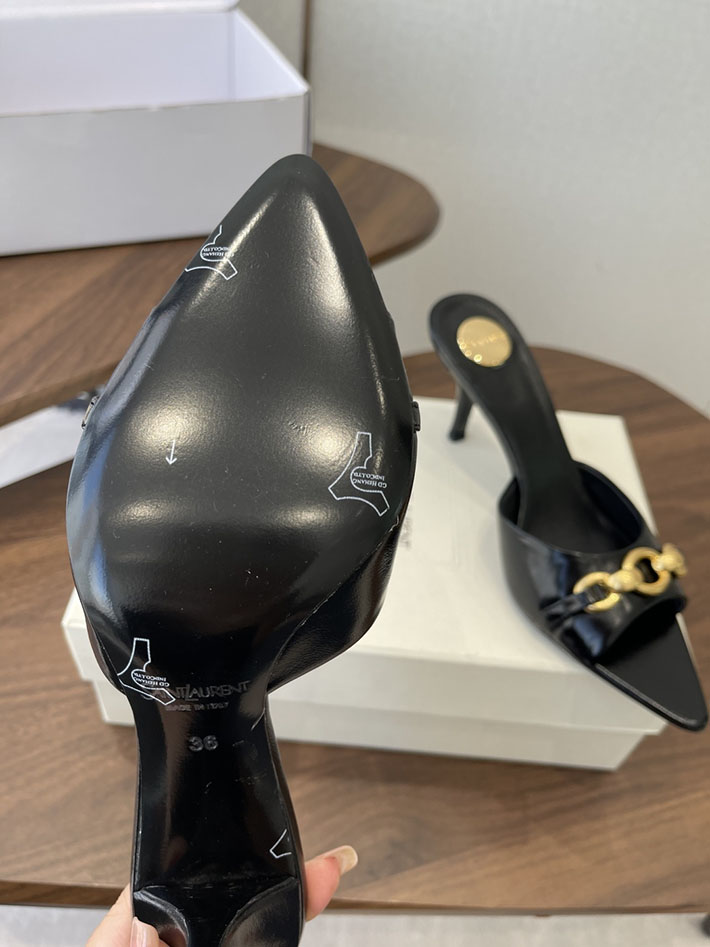 最高級サンローランスーパーコピー YSL 2026 新作 シューズ 靴 レザー 75mm ヒールミュール ブラック 2630665 サンダル おしゃれ 歩きやすい - 画像 (4)
