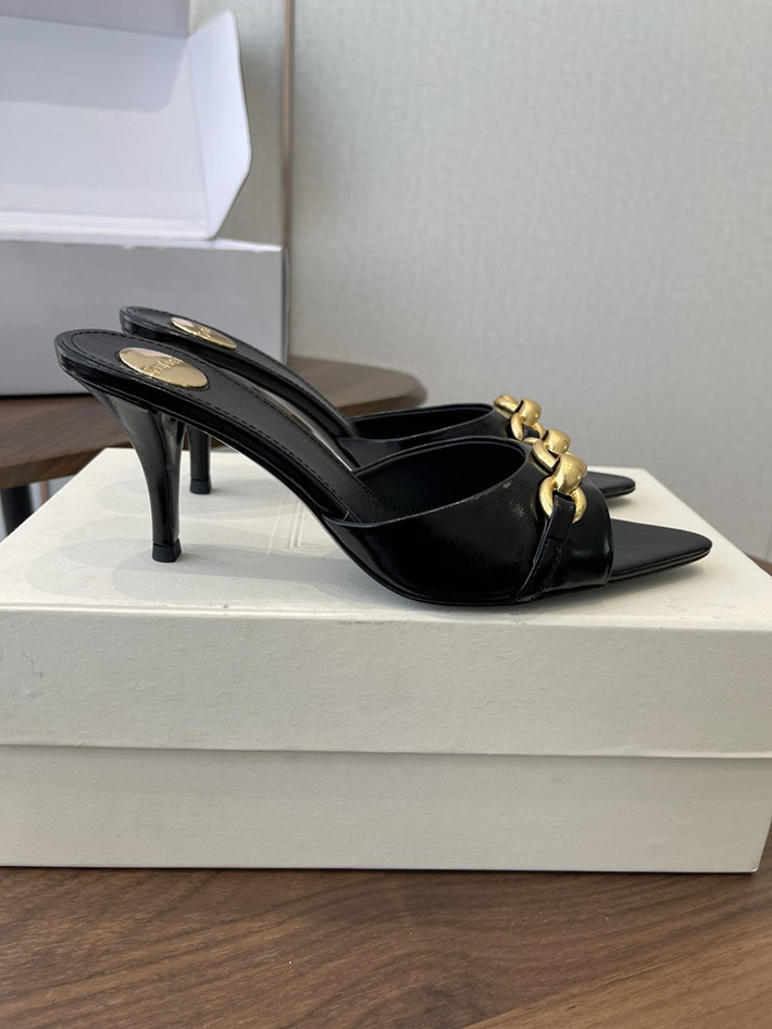 最高級サンローランスーパーコピー YSL 2026 新作 シューズ 靴 レザー 75mm ヒールミュール ブラック 2630665 サンダル おしゃれ 歩きやすい - 画像 (2)