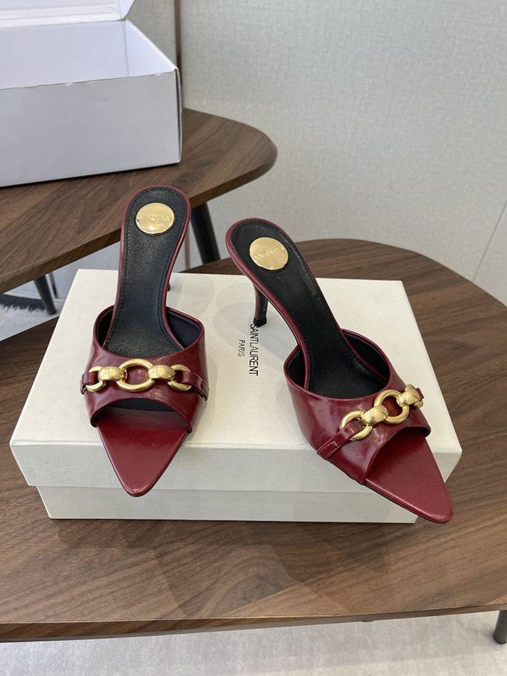 最高級サンローランスーパーコピー YSL 2026 新作 シューズ 靴 レザー 75mm ヒールミュール レッド 2630666 サンダル おしゃれ ブランド - 画像 (9)