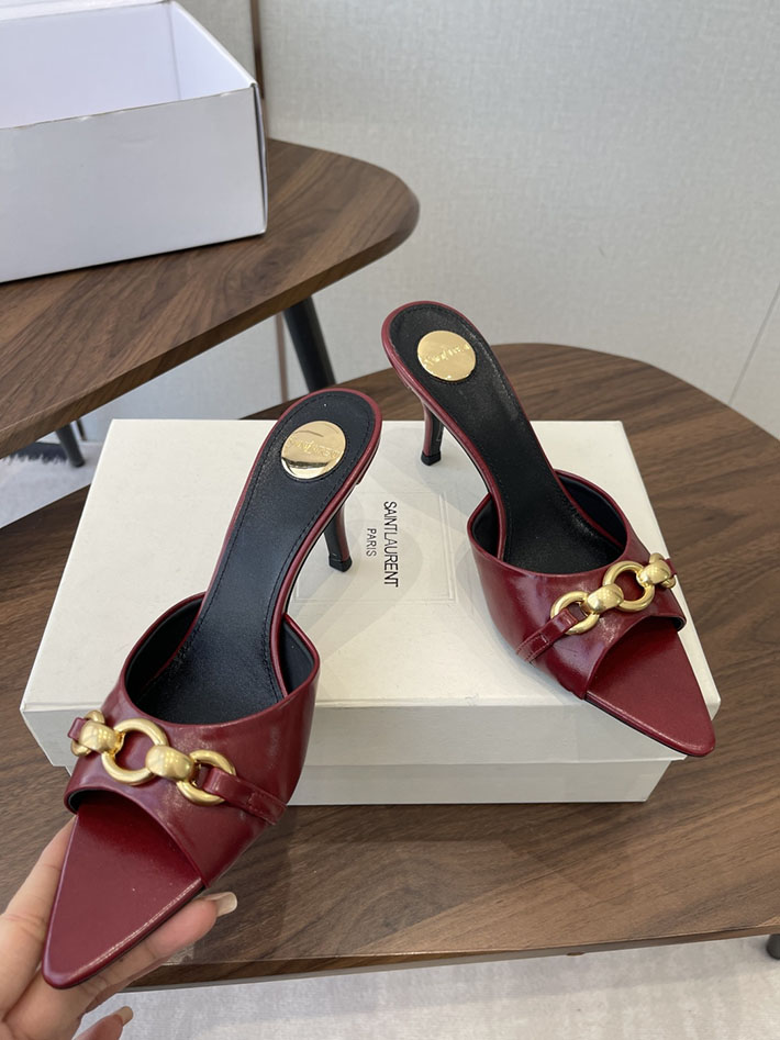 最高級サンローランスーパーコピー YSL 2026 新作 シューズ 靴 レザー 75mm ヒールミュール レッド 2630666 サンダル おしゃれ ブランド - 画像 (8)