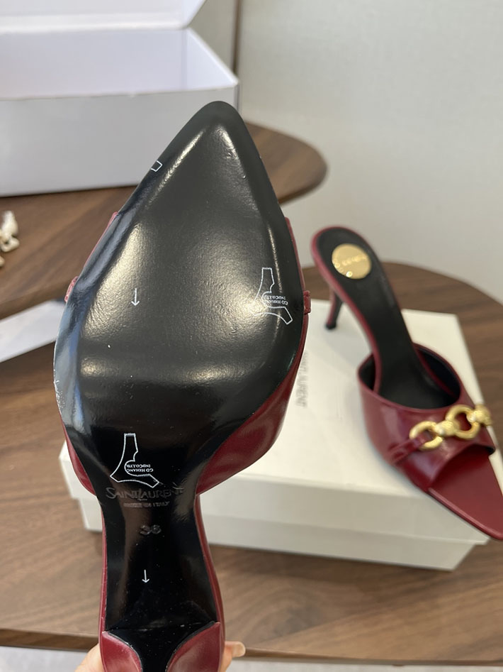 最高級サンローランスーパーコピー YSL 2026 新作 シューズ 靴 レザー 75mm ヒールミュール レッド 2630666 サンダル おしゃれ ブランド - 画像 (4)