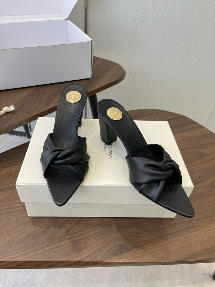 最高級サンローランスーパーコピー YSL 2026 新作 シューズ 靴 レザー 75mm ヒールミュール ブラック 2630668 サンダル おしゃれ 安い - 画像 (9)