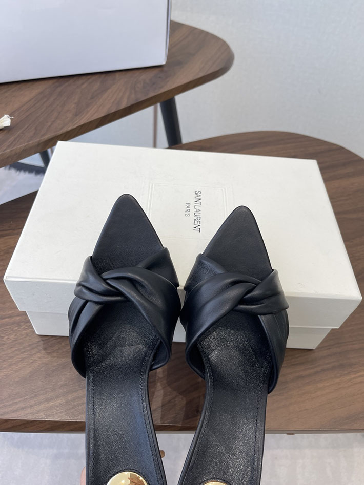 最高級サンローランスーパーコピー YSL 2026 新作 シューズ 靴 レザー 75mm ヒールミュール ブラック 2630668 サンダル おしゃれ 安い - 画像 (8)