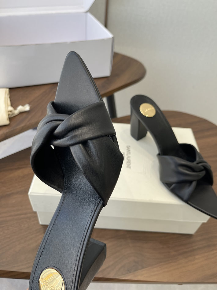 最高級サンローランスーパーコピー YSL 2026 新作 シューズ 靴 レザー 75mm ヒールミュール ブラック 2630668 サンダル おしゃれ 安い - 画像 (6)