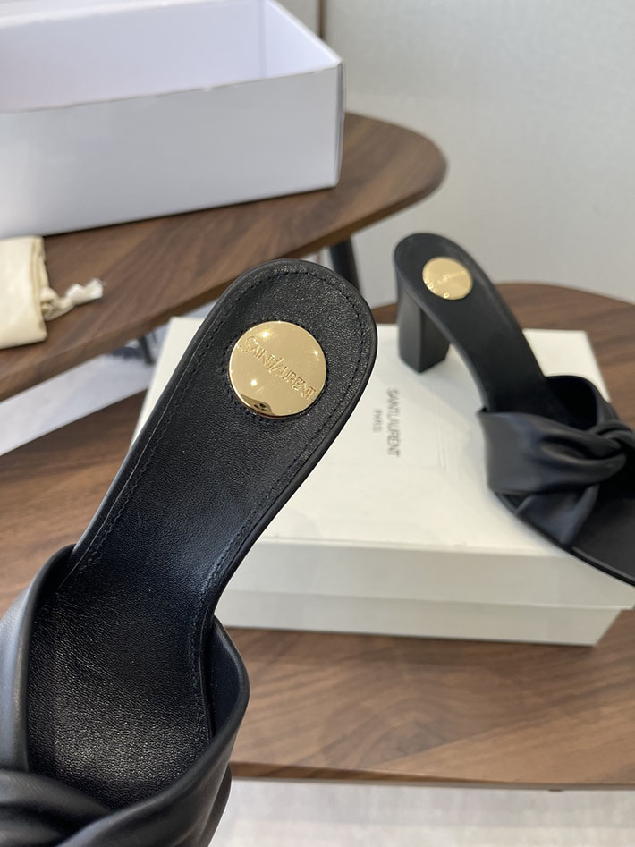 最高級サンローランスーパーコピー YSL 2026 新作 シューズ 靴 レザー 75mm ヒールミュール ブラック 2630668 サンダル おしゃれ 安い - 画像 (5)