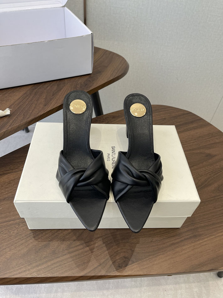 最高級サンローランスーパーコピー YSL 2026 新作 シューズ 靴 レザー 75mm ヒールミュール ブラック 2630668 サンダル おしゃれ 安い - 画像 (3)