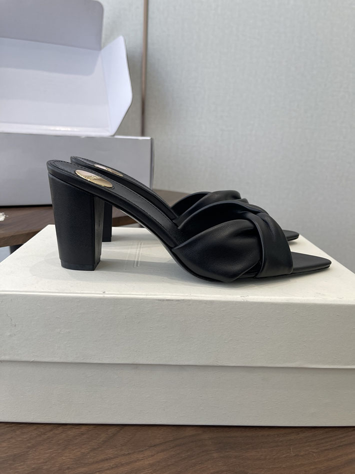 最高級サンローランスーパーコピー YSL 2026 新作 シューズ 靴 レザー 75mm ヒールミュール ブラック 2630668 サンダル おしゃれ 安い - 画像 (2)