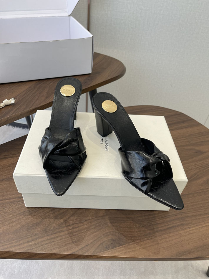 最高級サンローランスーパーコピー YSL 2026 新作 シューズ 靴 レザー 75mm ヒールミュール ブラック 2630670 夏サンダル レディース 人気 - 画像 (9)