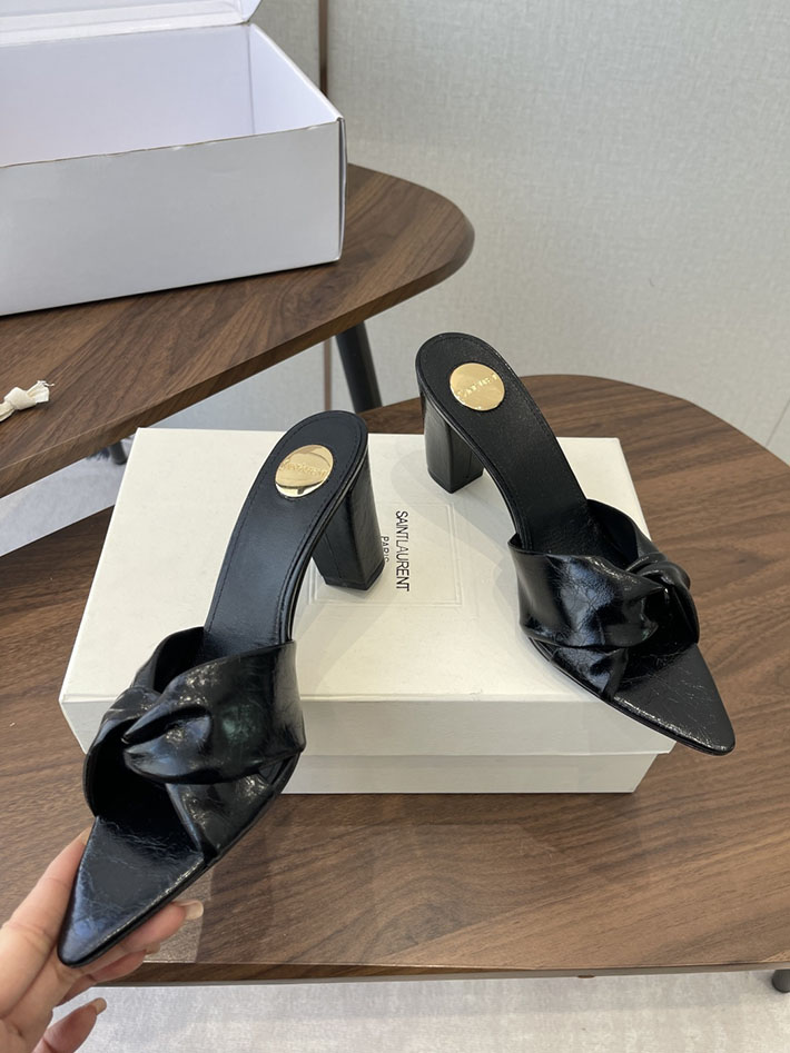 最高級サンローランスーパーコピー YSL 2026 新作 シューズ 靴 レザー 75mm ヒールミュール ブラック 2630670 夏サンダル レディース 人気 - 画像 (8)