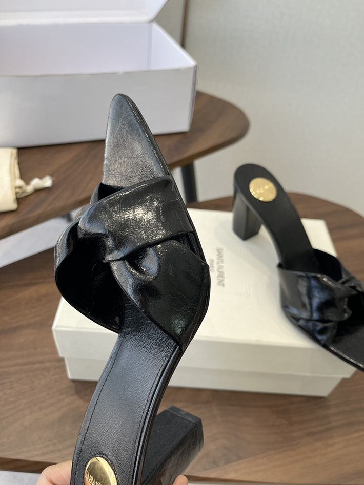 最高級サンローランスーパーコピー YSL 2026 新作 シューズ 靴 レザー 75mm ヒールミュール ブラック 2630670 夏サンダル レディース 人気 - 画像 (7)