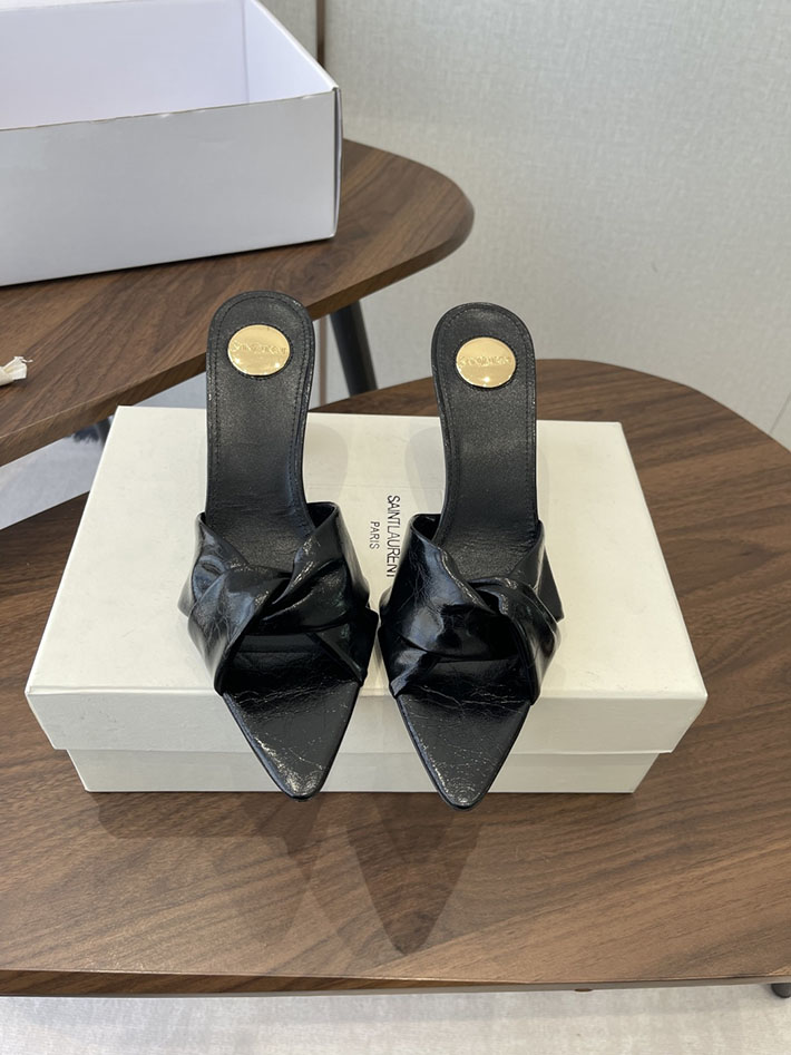 最高級サンローランスーパーコピー YSL 2026 新作 シューズ 靴 レザー 75mm ヒールミュール ブラック 2630670 夏サンダル レディース 人気 - 画像 (3)
