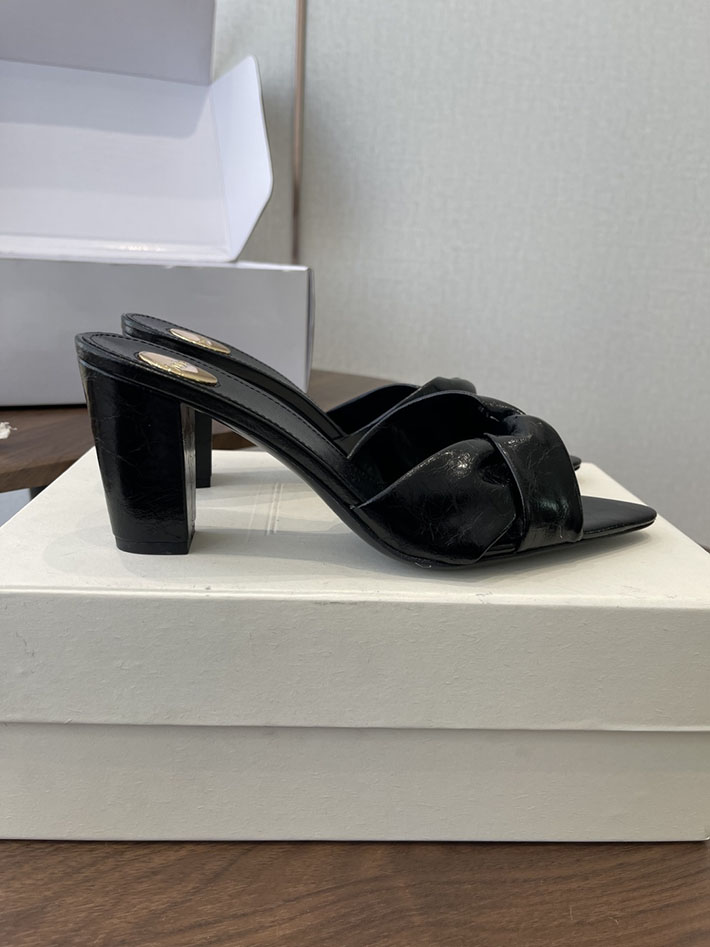 最高級サンローランスーパーコピー YSL 2026 新作 シューズ 靴 レザー 75mm ヒールミュール ブラック 2630670 夏サンダル レディース 人気 - 画像 (2)