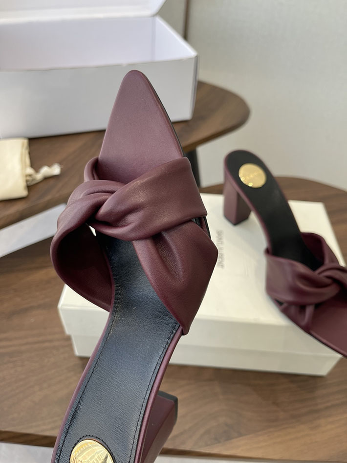 最高級サンローランスーパーコピー YSL 2026 新作 シューズ 靴 レザー 75mm ヒールミュール ワインレッド 2630671 夏 サンダル レディース 40代 - 画像 (7)