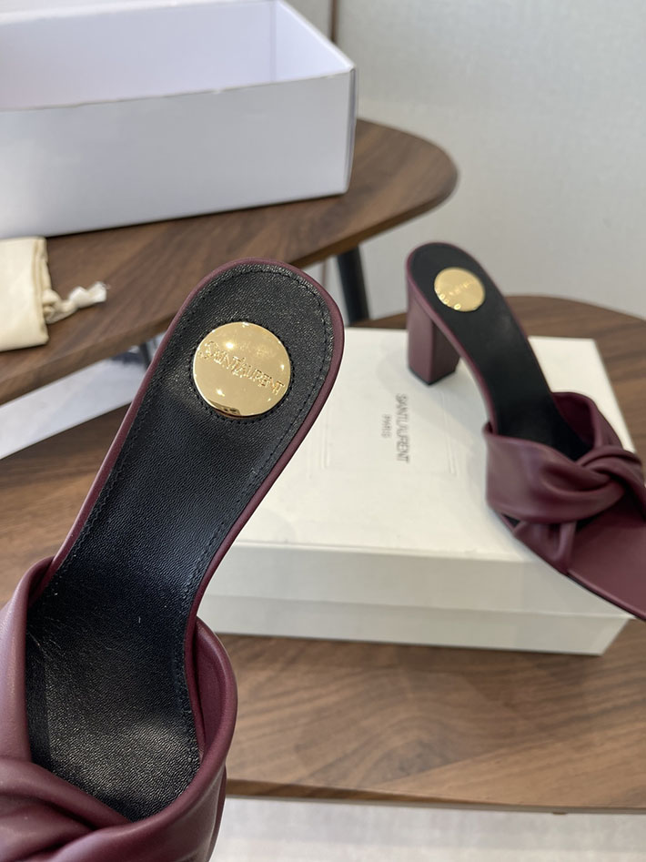 最高級サンローランスーパーコピー YSL 2026 新作 シューズ 靴 レザー 75mm ヒールミュール ワインレッド 2630671 夏 サンダル レディース 40代 - 画像 (6)