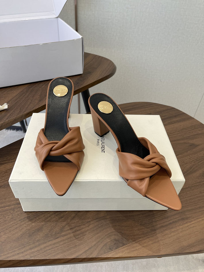 最高級サンローランスーパーコピー YSL 2026 新作 シューズ 靴 レザー 75mm ヒールミュール ブラウン 2630672 夏サンダル レディース 歩きやすい - 画像 (9)