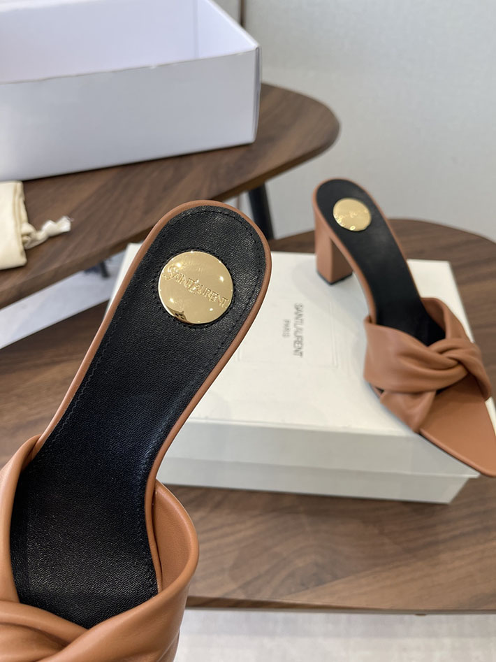 最高級サンローランスーパーコピー YSL 2026 新作 シューズ 靴 レザー 75mm ヒールミュール ブラウン 2630672 夏サンダル レディース 歩きやすい - 画像 (6)
