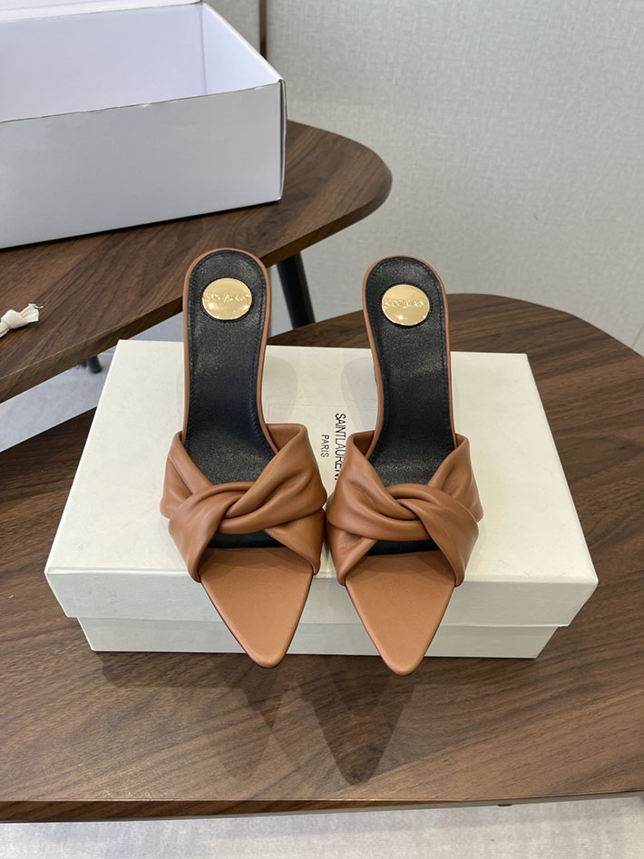 最高級サンローランスーパーコピー YSL 2026 新作 シューズ 靴 レザー 75mm ヒールミュール ブラウン 2630672 夏サンダル レディース 歩きやすい - 画像 (3)