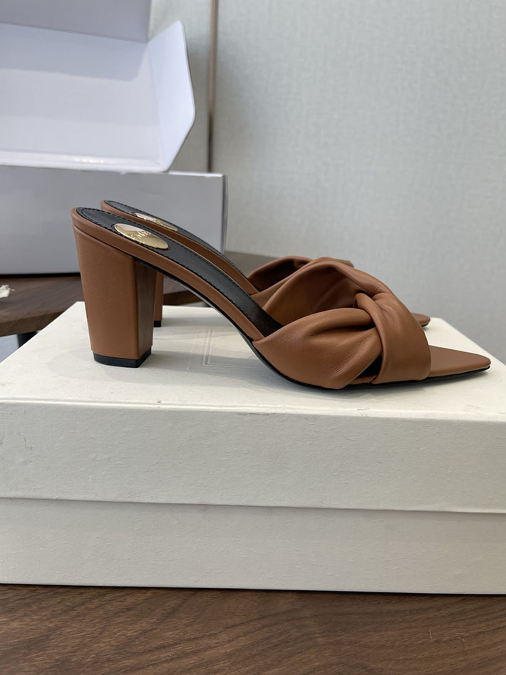 最高級サンローランスーパーコピー YSL 2026 新作 シューズ 靴 レザー 75mm ヒールミュール ブラウン 2630672 夏サンダル レディース 歩きやすい - 画像 (2)