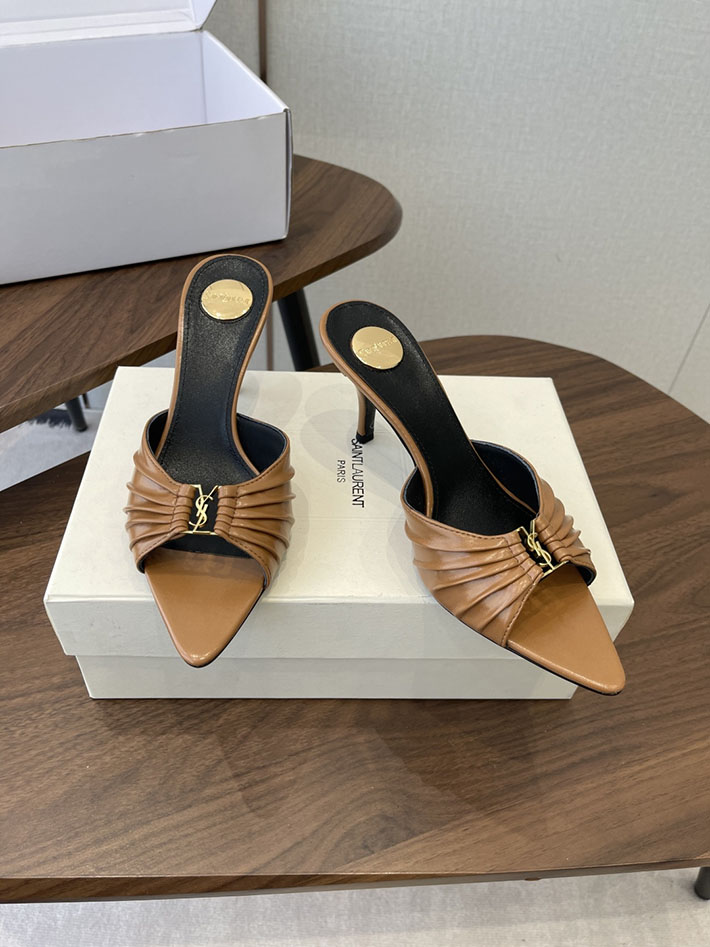 最高級サンローランスーパーコピー YSL 2026 新作 バビロン ミュール スムースレザー シューズ ブラウン 2630673 夏 サンダル ヒール - 画像 (9)