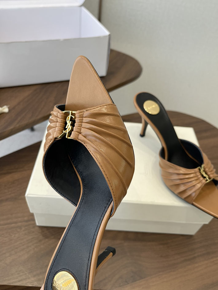 最高級サンローランスーパーコピー YSL 2026 新作 バビロン ミュール スムースレザー シューズ ブラウン 2630673 夏 サンダル ヒール - 画像 (6)