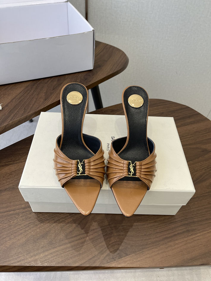 最高級サンローランスーパーコピー YSL 2026 新作 バビロン ミュール スムースレザー シューズ ブラウン 2630673 夏 サンダル ヒール - 画像 (3)