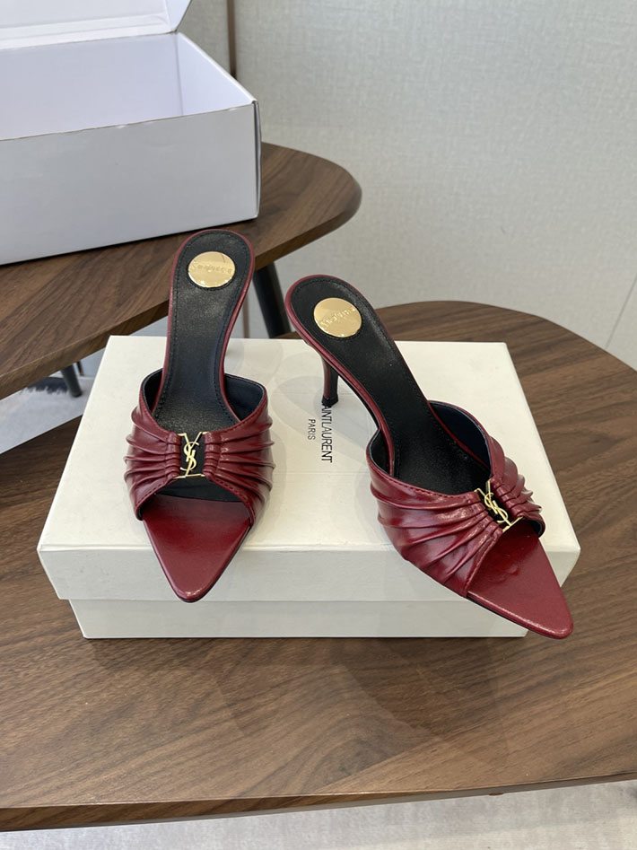 最高級サンローランスーパーコピー YSL 2026 新作 バビロン ミュール スムースレザー シューズ ワインレッド 2630674 ヒール サンダル 歩きやすい - 画像 (9)