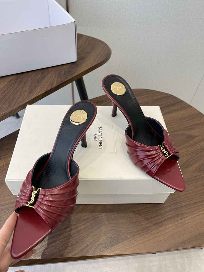 最高級サンローランスーパーコピー YSL 2026 新作 バビロン ミュール スムースレザー シューズ ワインレッド 2630674 ヒール サンダル 歩きやすい - 画像 (8)