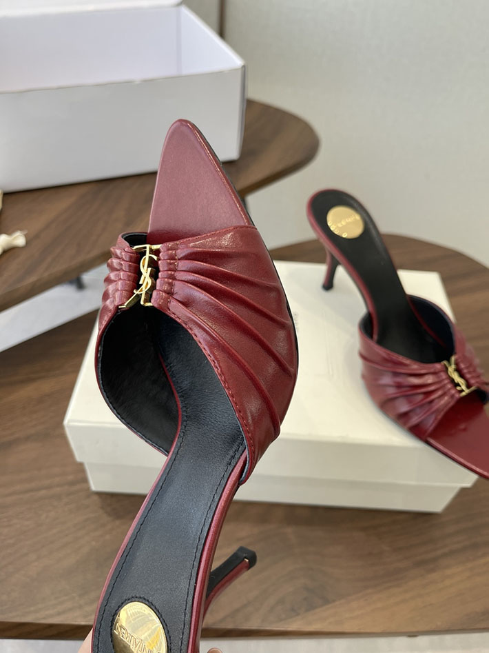 最高級サンローランスーパーコピー YSL 2026 新作 バビロン ミュール スムースレザー シューズ ワインレッド 2630674 ヒール サンダル 歩きやすい - 画像 (7)