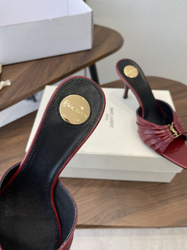 最高級サンローランスーパーコピー YSL 2026 新作 バビロン ミュール スムースレザー シューズ ワインレッド 2630674 ヒール サンダル 歩きやすい - 画像 (6)