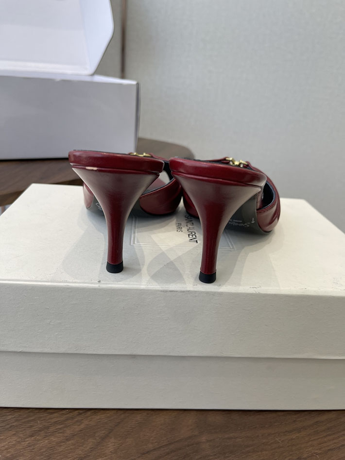 最高級サンローランスーパーコピー YSL 2026 新作 バビロン ミュール スムースレザー シューズ ワインレッド 2630674 ヒール サンダル 歩きやすい - 画像 (5)