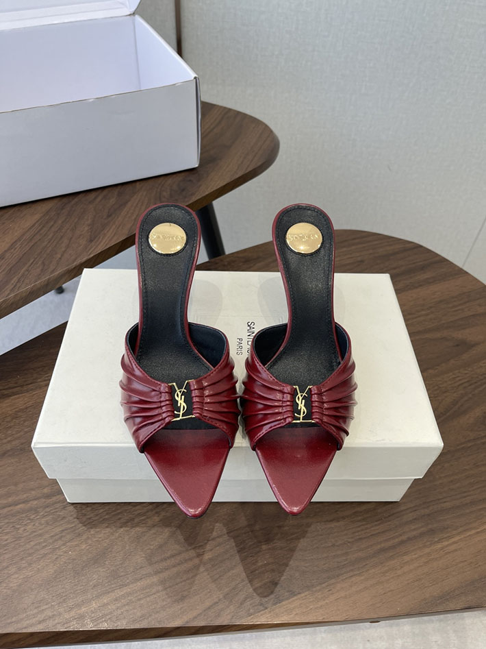 最高級サンローランスーパーコピー YSL 2026 新作 バビロン ミュール スムースレザー シューズ ワインレッド 2630674 ヒール サンダル 歩きやすい - 画像 (3)