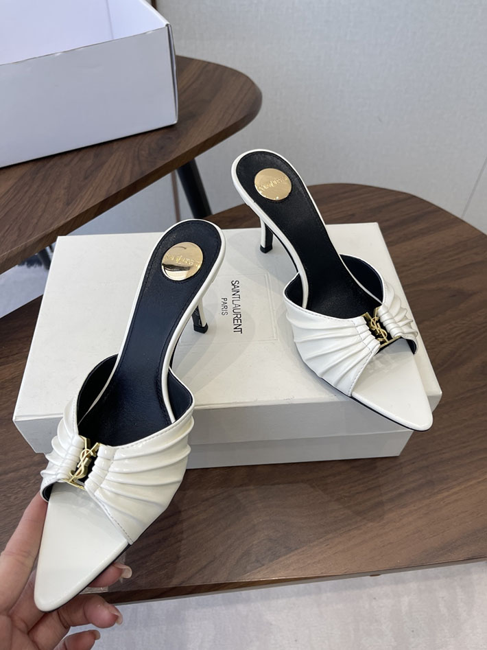 最高級サンローランスーパーコピー YSL 2026 新作 バビロン ミュール スムースレザー シューズ ホワイト 2630677 サンダル ヒール 可愛い - 画像 (8)